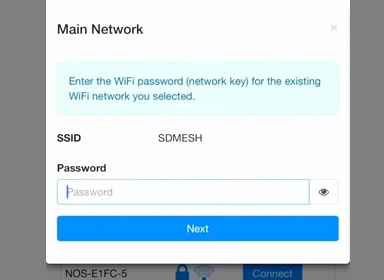 Choose the 2.4 GHz network SSID & enter the valid password and tap Next