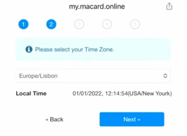 select your Time Zone settings and hit Next